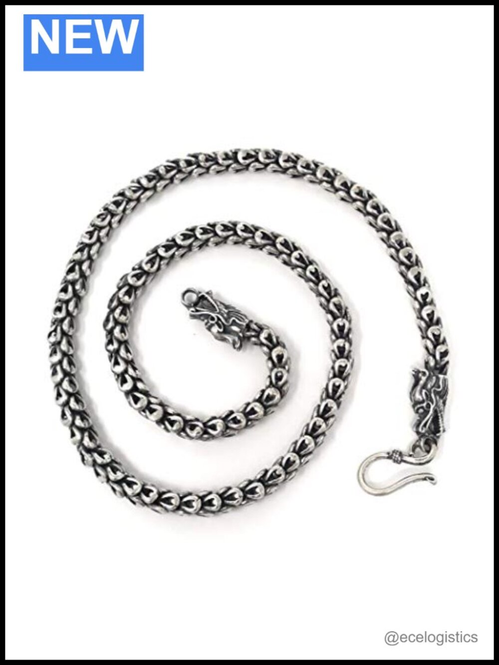 Sterling Silver Dragon Chain - Handmade Vintage 925 Necklace Thick Heavy